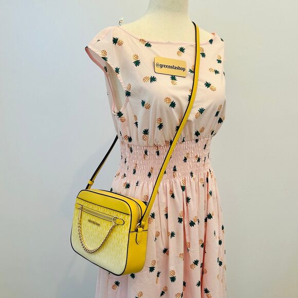 Michael Kors Purse Jet Set Ombré Signature Logo Crossbody Body Daisy Yellow - Picture 8 of 8